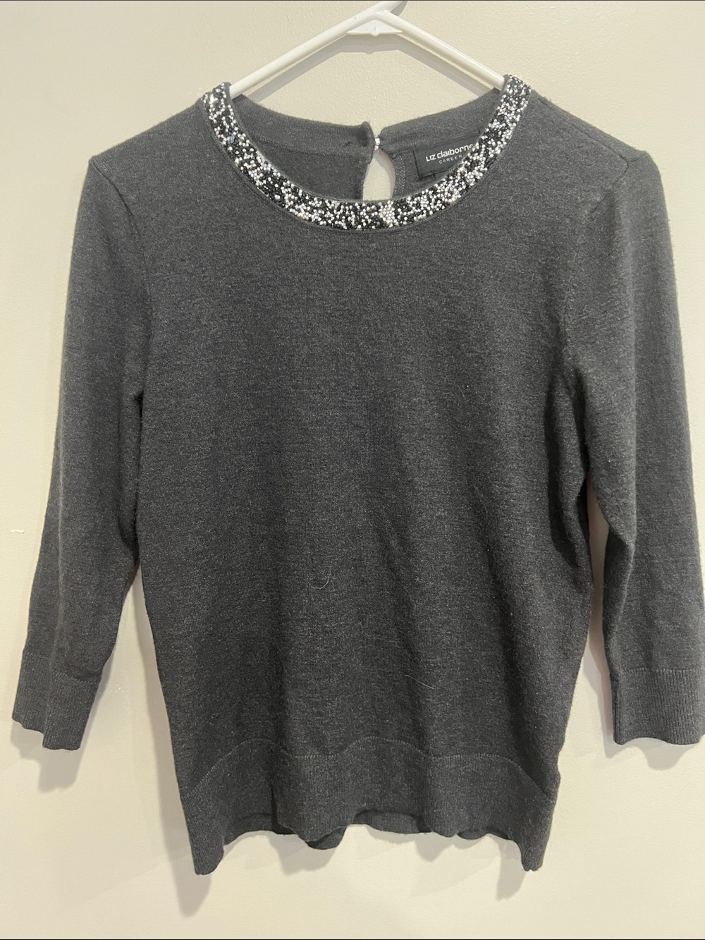 Liz Claiborne  career Charcol womens sweater S business evening elegant  classic